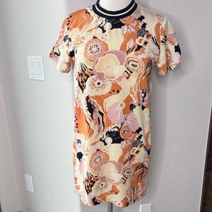 RVCA Multicolor Floral Dress With Ribbed Neckline